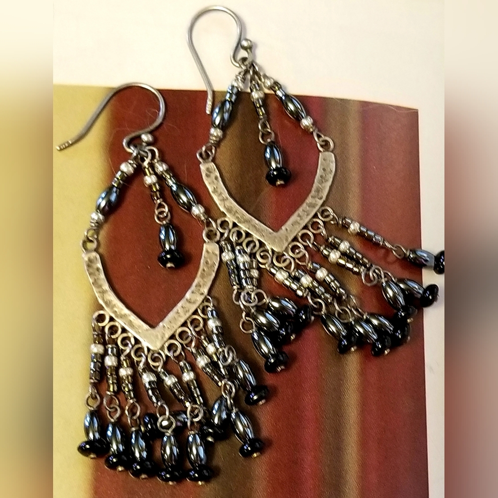 RARE Silpada Sterling Silver & Hematite Earrings